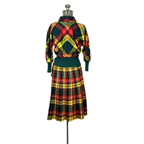 1960s wool tartan kilt and bouse Made in Scotland Size S/M - Picture 4 of 6
